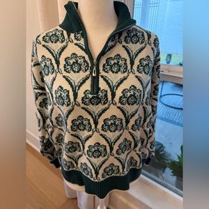 Entro Hunter Green Ribbed Knit Sweater size Small